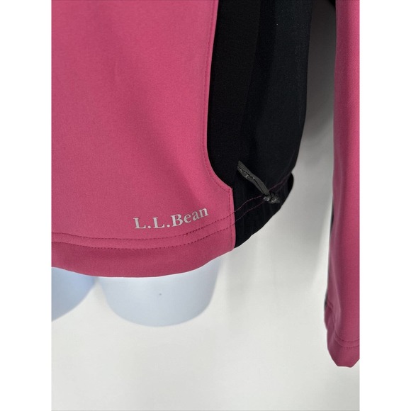 LL Bean Jacket Women L Long Sleeve Full Zip Lightweight‎ Pink Black Soft Shell - Picture 2 of 7